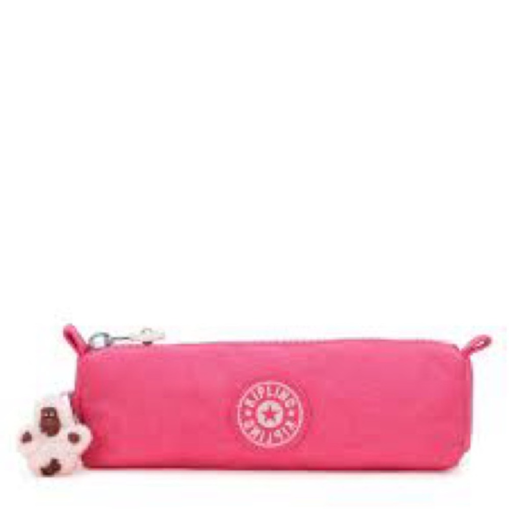 Kipling Freedom Pink Compact Bag with Silver Zipper and Logo